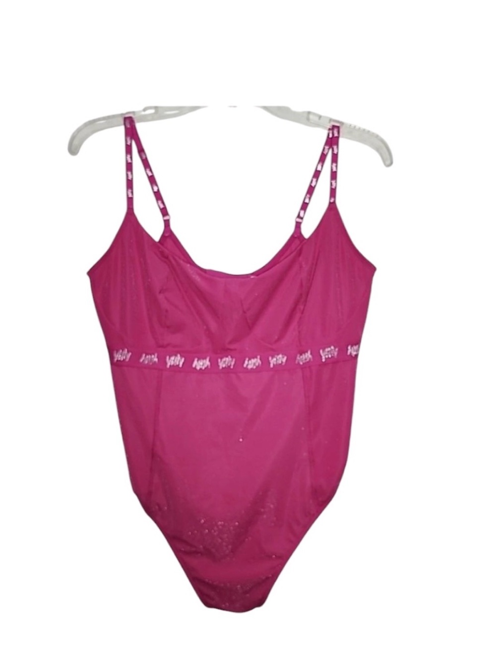 Glittered YITTY HOT PINK Bandeau Bodysuit with Adjustable Straps